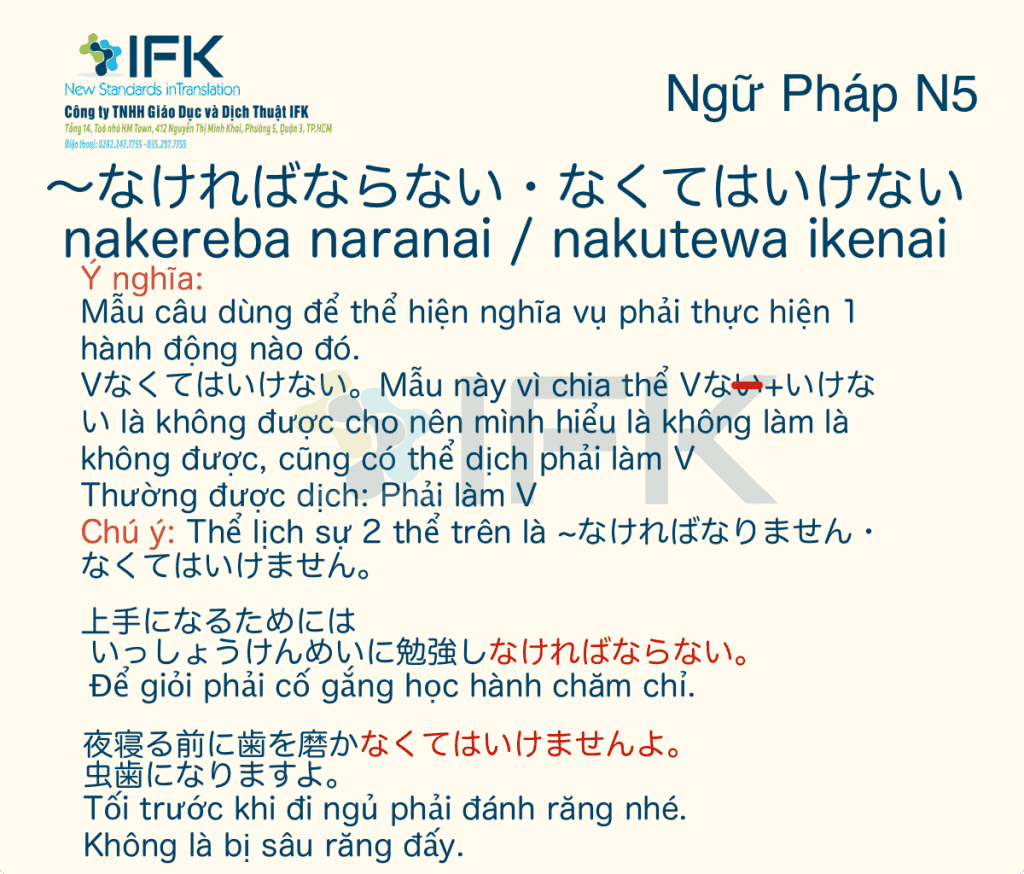 Ngữ Phap N5 なければならない Phải Lam V Cong Ty Dịch Thuật Ifk