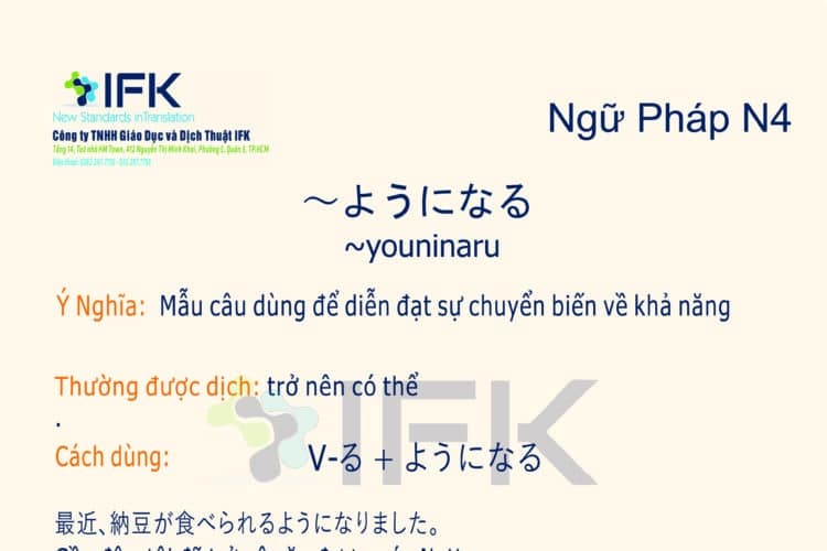 Ngữ pháp N4_Youninaru