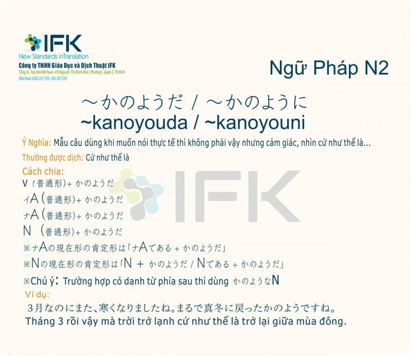 Ngữ Phap N2 かのようだ かのように Cứ Như Thể La Cong Ty Ifk