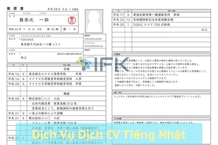 dich vu lam cv tieng nhat ifk - cong ty dich thuat ifk