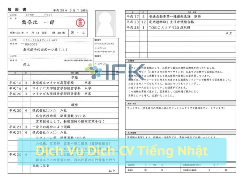 dich vu lam cv tieng nhat ifk - cong ty dich thuat ifk