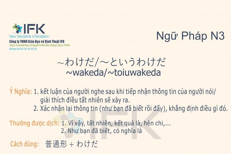 Ngữ pháp N3_wakeda/toiuwakeda
