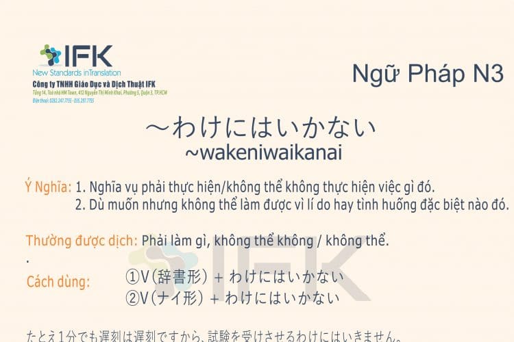 Ngữ pháp N3_wakeniwaikanai