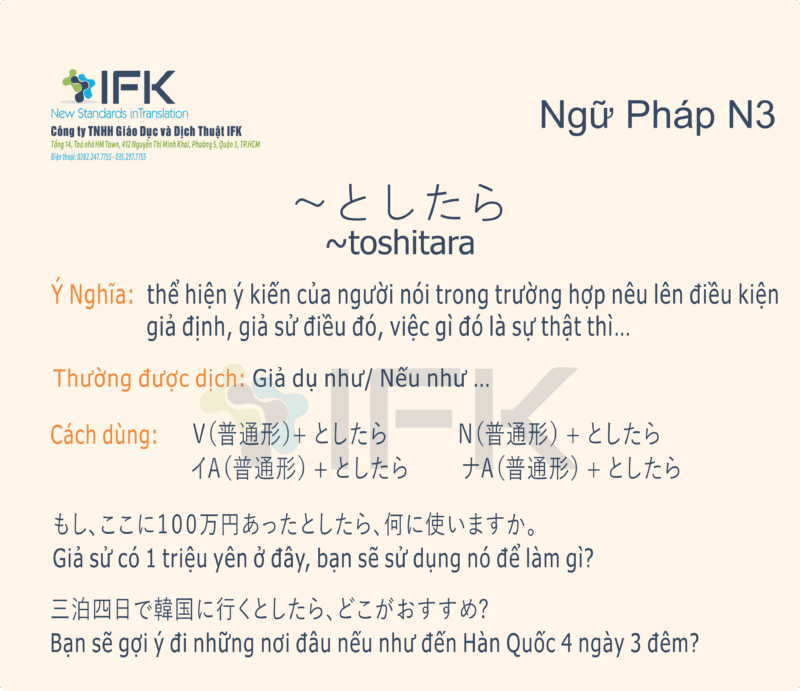 Ngữ Phap N3 としたら Giả Dụ Như Nếu Như Dịch Thuật Ifk