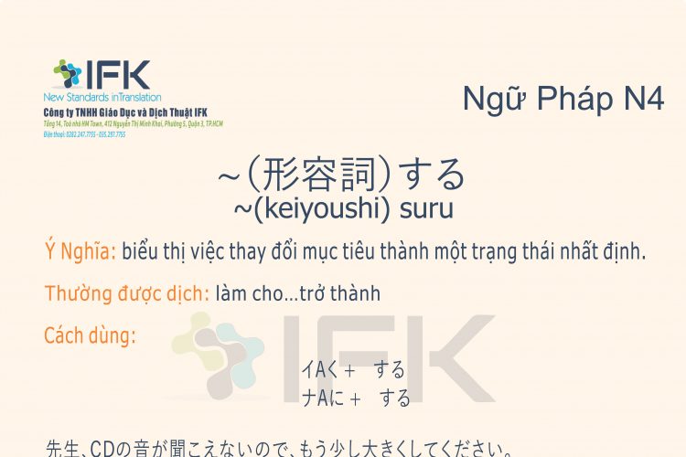 Ngữ pháp N4_(keiyoushi)suru