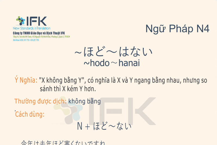Ngữ pháp N4_ほど〜はない