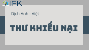 Dịch Anh-Việt thư khiếu nại