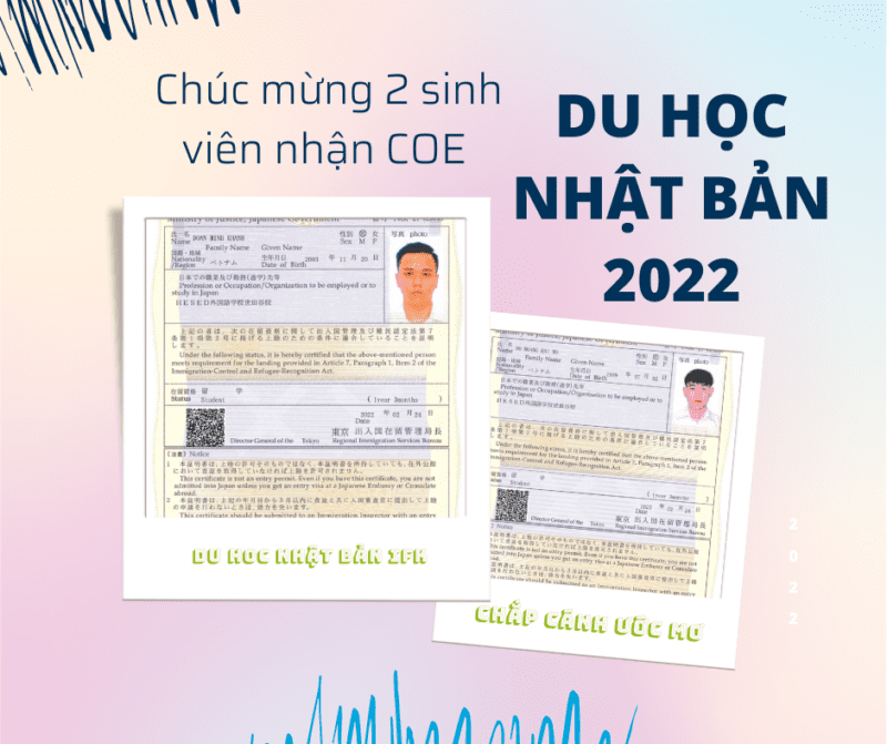 Chúc mừng 2 sinh viên nhận COE Du Học Nhật Bản 2022