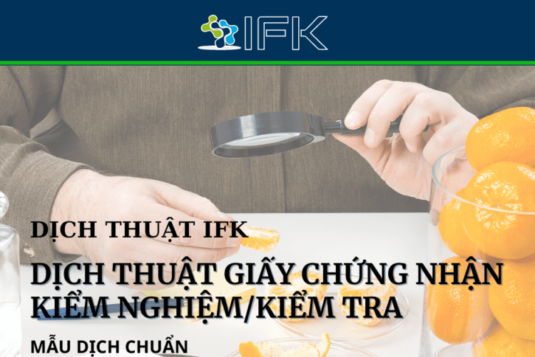 Giấy chứng nhận kiểm nghiệm/kiểm tra