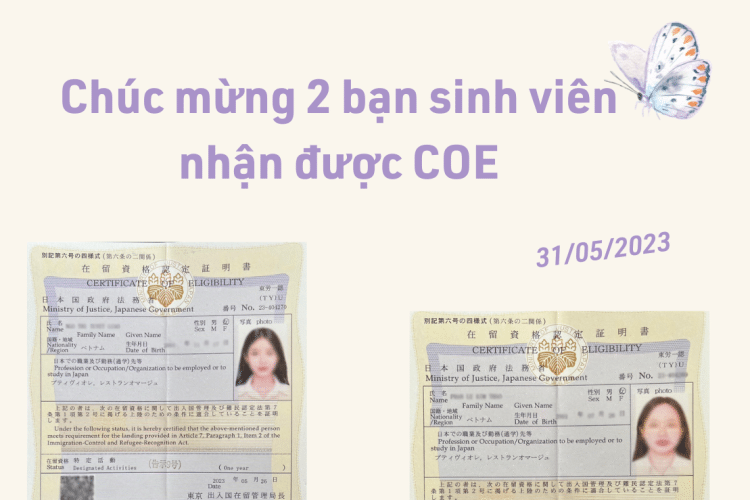Chúc mừng 2 bạn sinh viên đã nhận được COE - Du Học Nhật Bản IFK