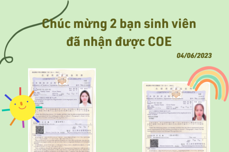 Chúc mừng 2 bạn sinh viên Hutech nhận được COE - Du Học Nhật Bản - IFK