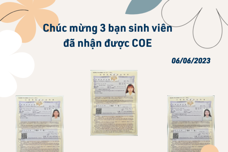 Chúc mừng 3 bạn sinh viên Hutech nhận được COE - Du Học Nhật Bản - IFK