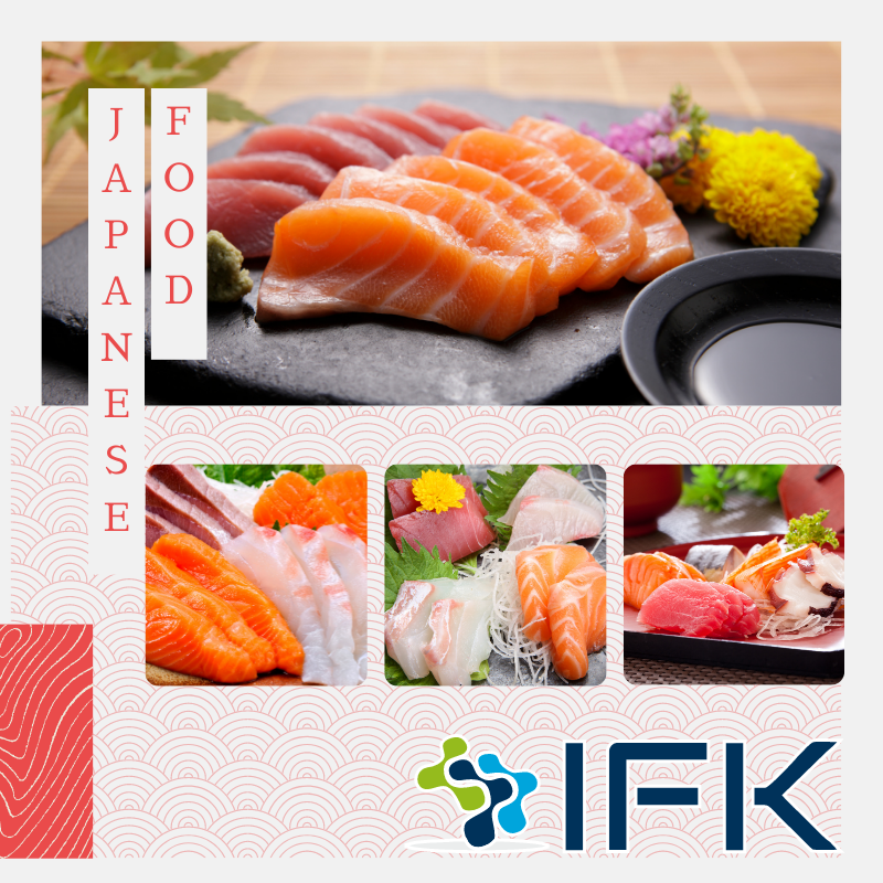 Sashimi là một miếng cá hoặc thịt sống mỏng được cắt một cách rất chuyên nghiệp, thành thạo và thông thường được được phục vụ kèm với một ít củ cải bào, gừng đỏ muối chua, mù tạt Wasabi và nước tương.